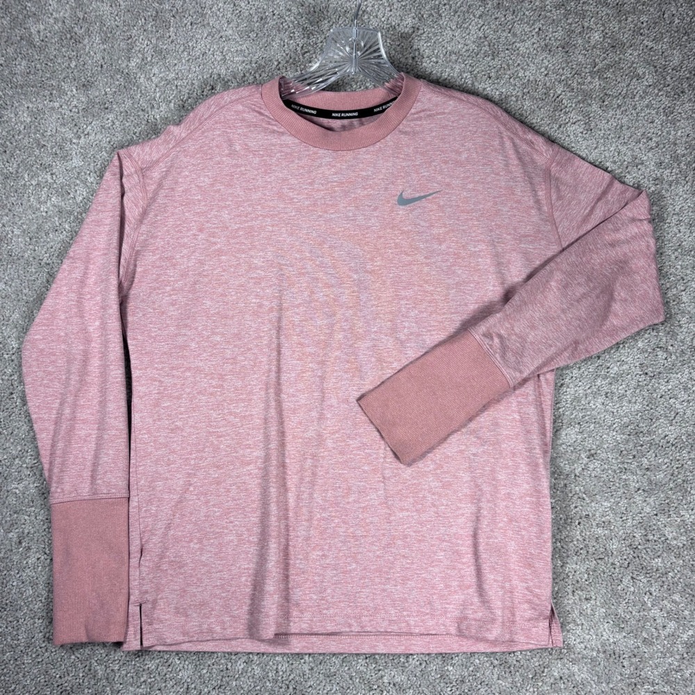 Nike Running Dri-FIT Long Sleeve Top Women's Medium Pink‎ Heather Pullover Shirt